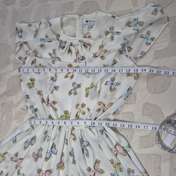 Vintage Bow Theme Flutter Sleeve Dress Size 10 - Picture 13 of 14